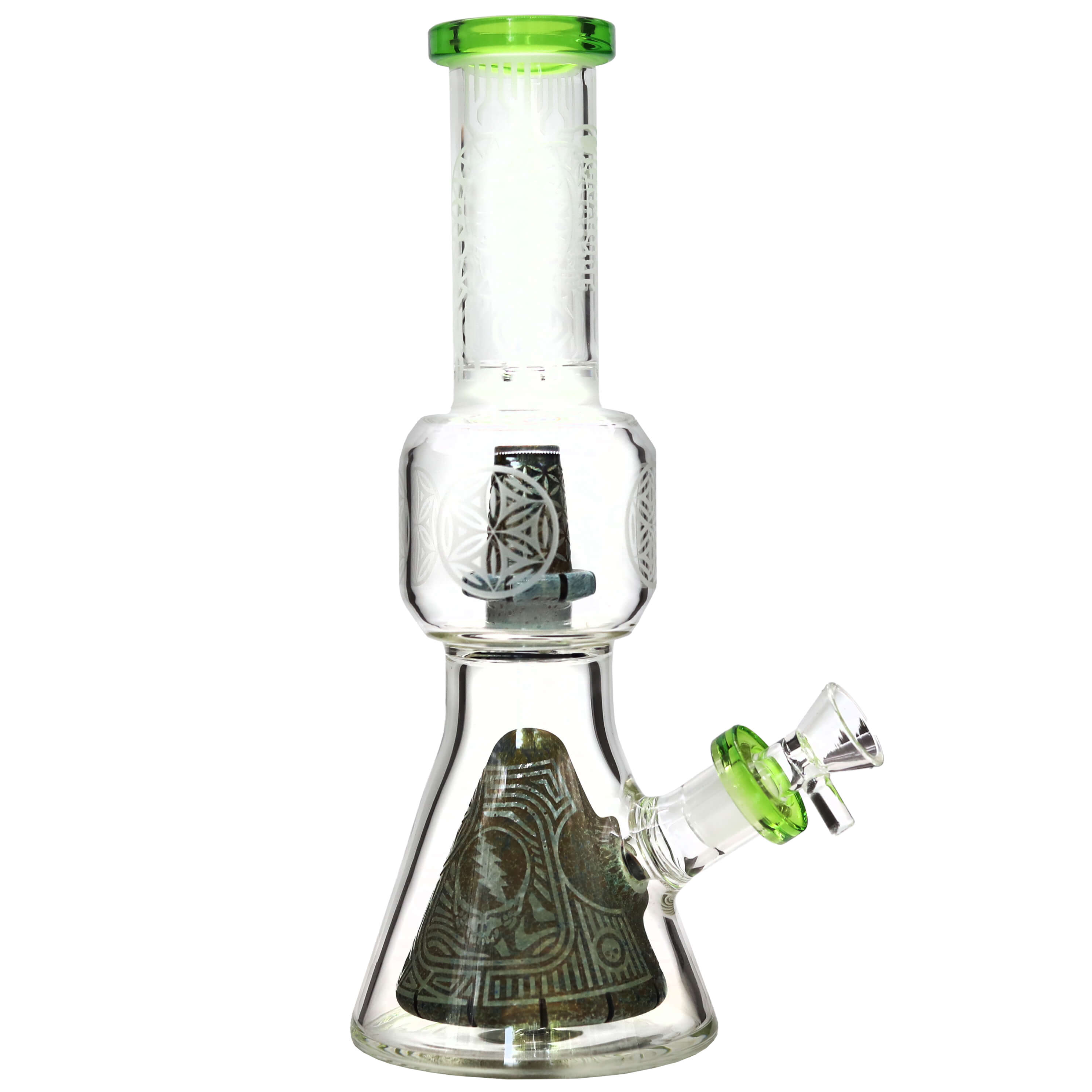 Cignature Sand Blasted Pyramid Perc Beaker Waterpipe (H4277) | 12 inch | Assorted Colors product image